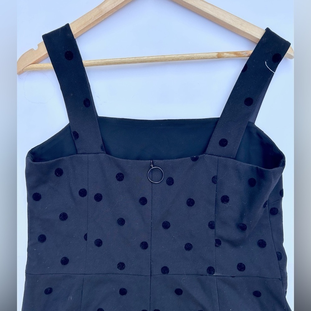 Akris Punto Polka Dot Print Midi Length Dress size 10 zipper bottom ruffle black - Picture 7 of 8
